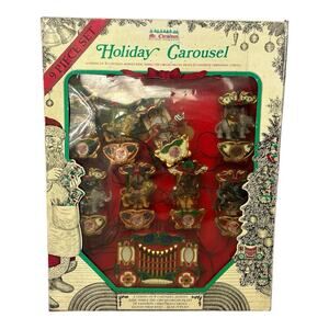 Vintage 1992 Mr Christmas Holiday Carousel Lights Musical 6 Horses Tested Clean